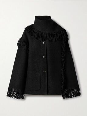 Toteme Black Wool Fringe coat